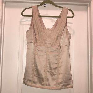 WHBM Gold Silk Stretch Top Size 8